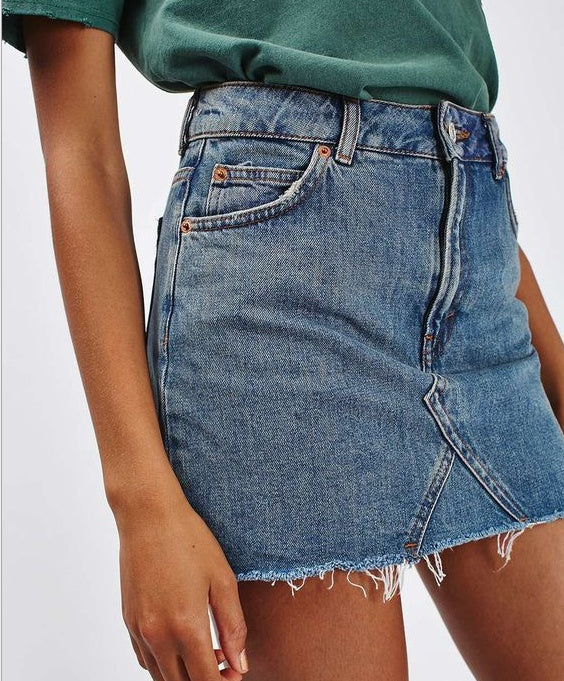 Denim High-Waisted Mini Skirt