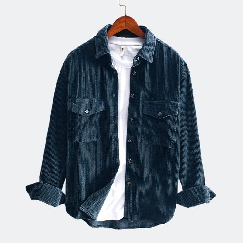 Men's Retro Corduroy Button-Up Shirt