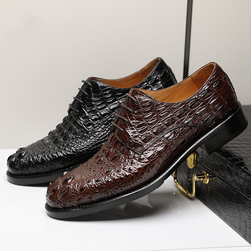 Croc-Embossed Leather Dress Shoes