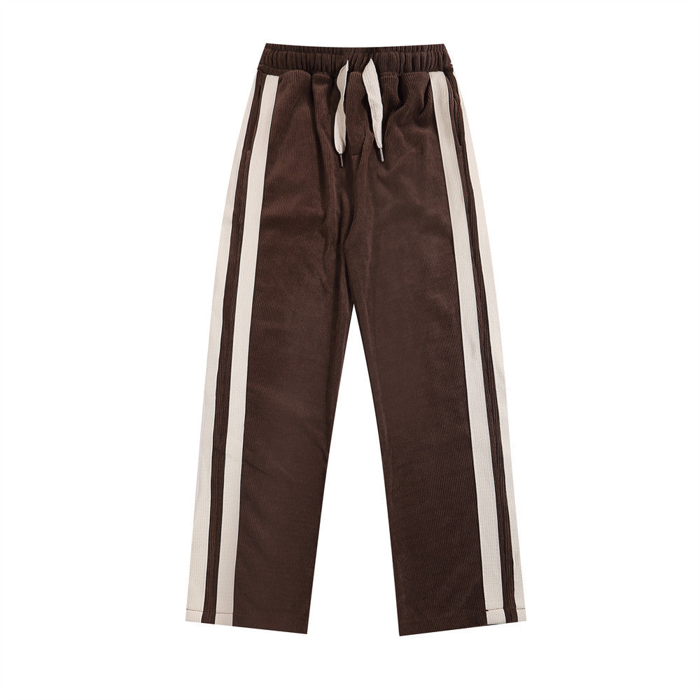 Fashion Striped Casual Straight Trousers Men