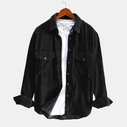 Men's Retro Corduroy Button-Up Shirt