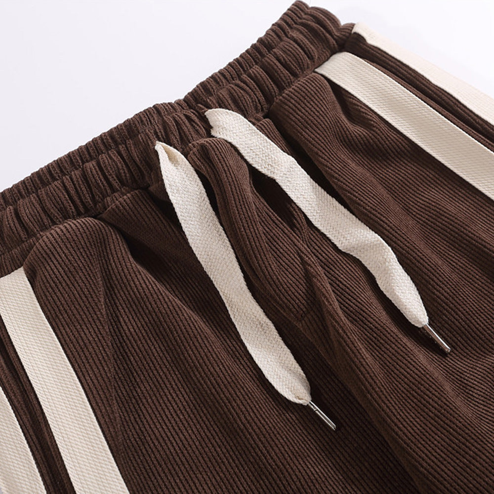 Fashion Striped Casual Straight Trousers Men