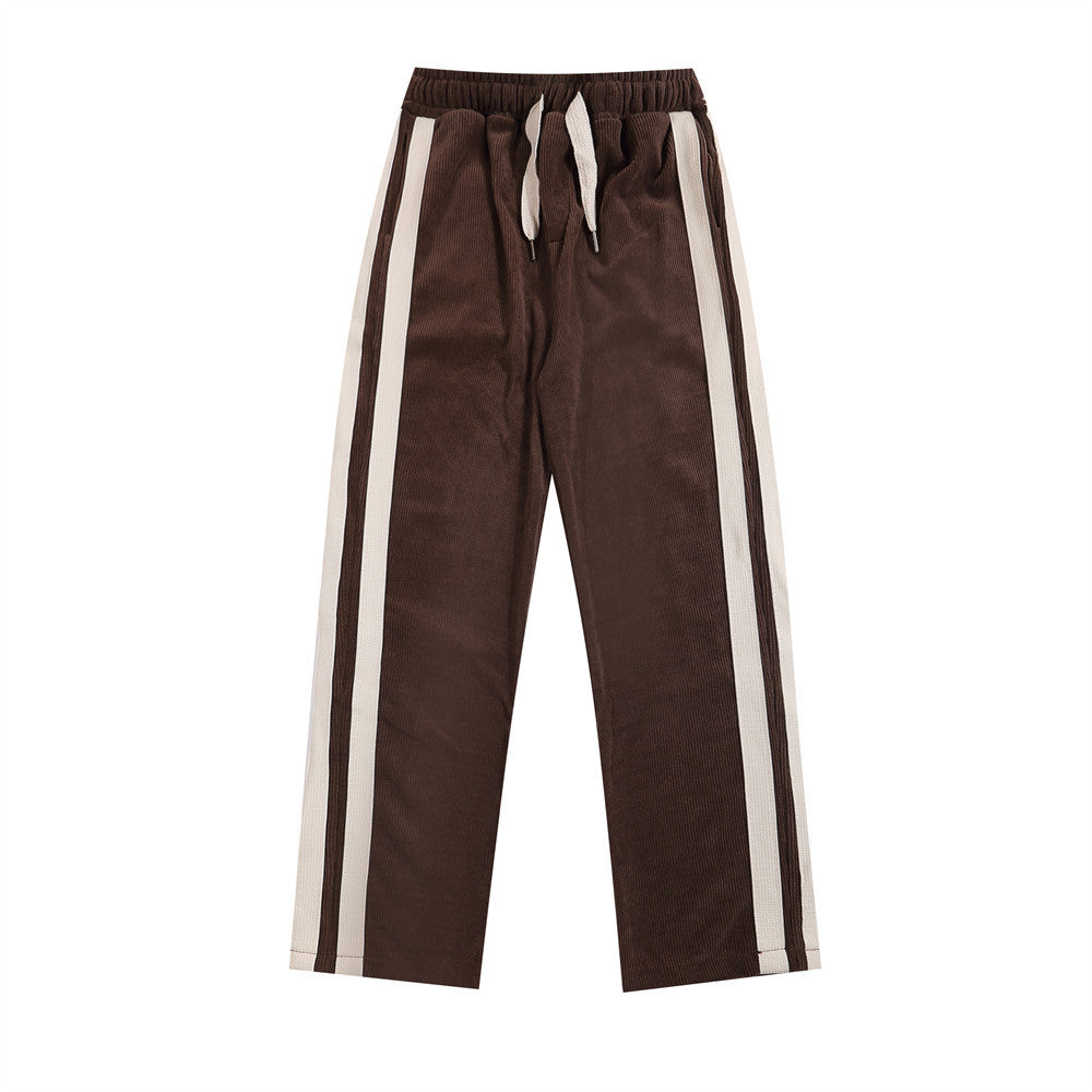Fashion Striped Casual Straight Trousers Men