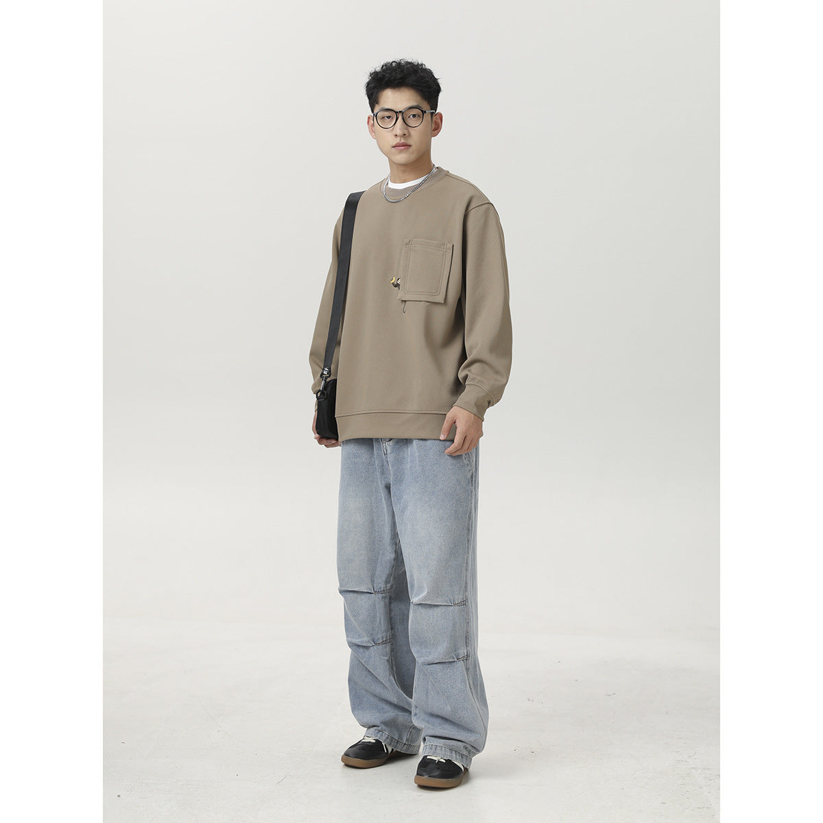 Fashion Retro Loose Denim Trousers Men